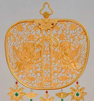 金華鬘 中尊寺型 雲上鳳凰彫 1.0尺(30cm) 消し金