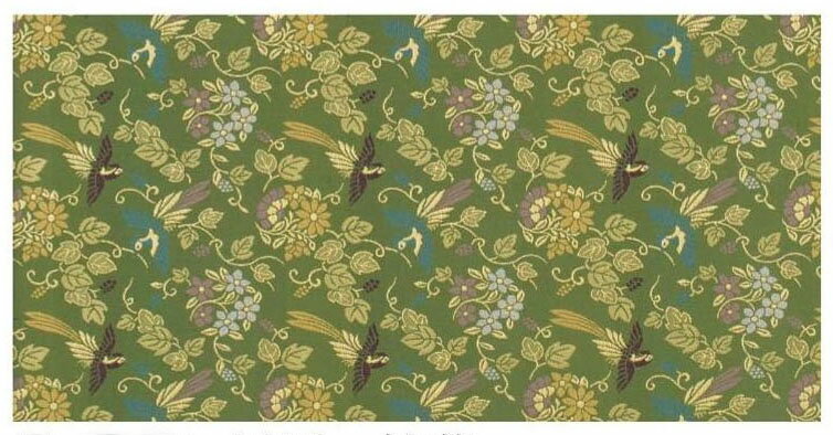 火防難燃フェルト敷「葡萄に鳳凰 抹茶」(100×180cm) 日本製