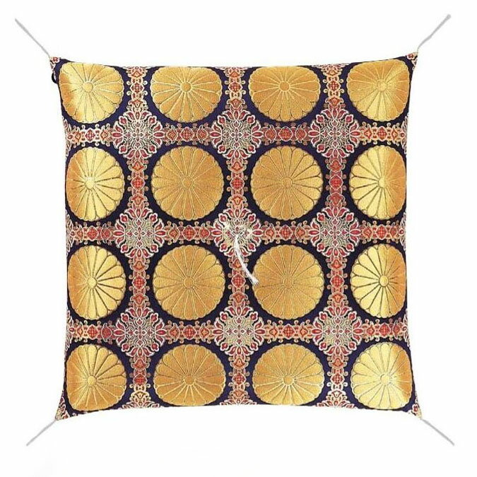 御前座布団「正絹四釜十六菊 紺」日本製