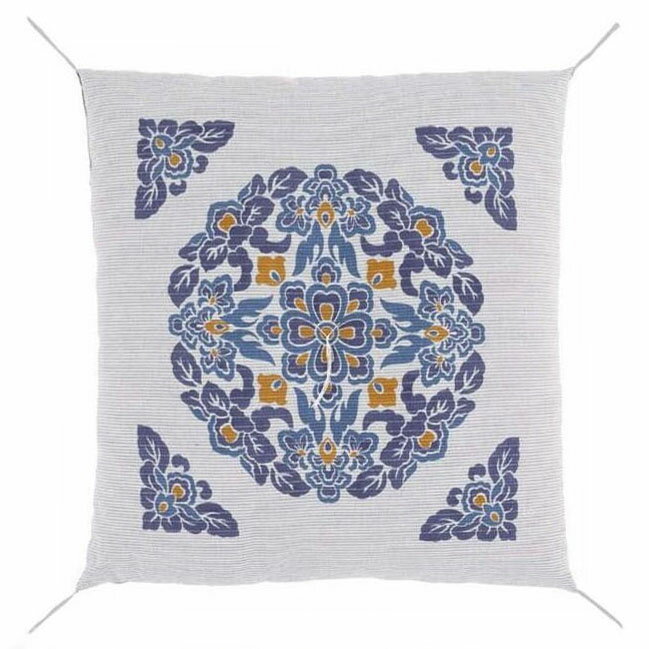 夏用・家具調座布団「片麻 一釜唐草 (平織)」日本製