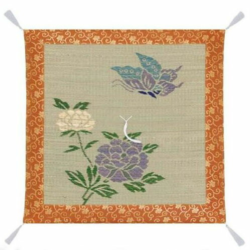 御前藺草(イグサ)座布団「牡丹に蝶」【両面】日本製