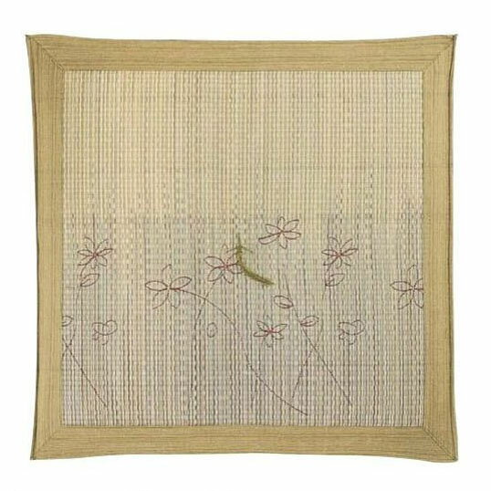 御前藺草(イグサ)座布団「野の花 刺繍入」【両面】日本製