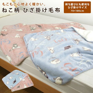 ひざ掛け毛布 毛布 70×100cm ねこ柄 2枚合わせ 合わせ毛布 とろける ブランケット ベビーケット スローケット ひざかけ お昼寝ケット クォーターケット もうふ あったか毛布 フランネル シープボア マイヤー毛布 洗える ナチュラル 北欧 【2枚合わせ毛布】 【送料無料】