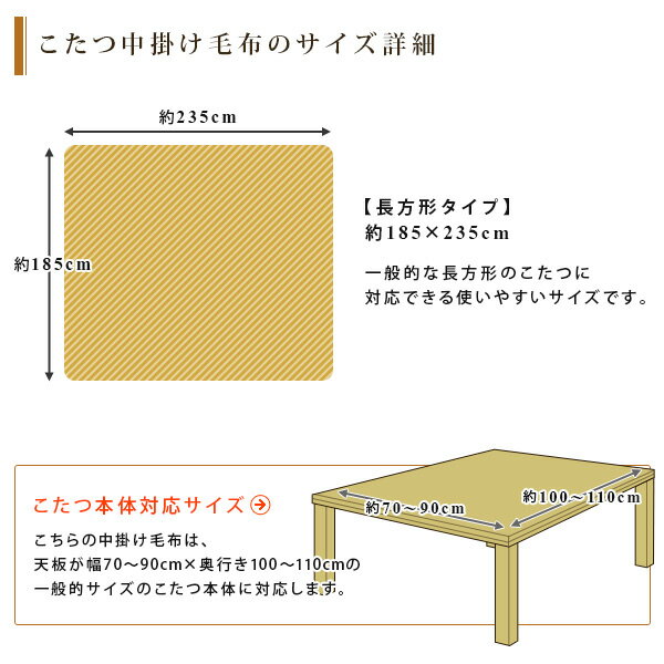 こたつ中掛け毛布 長方形 185×235cm なめらか フランネル こたつをもっと暖かに省エネ こたつ毛布 こたつカバー 中掛け 毛布 こたつ布団 こたつ掛け布団 ソファーカバー ブランケット マルチカバー コタツ 炬燵 節電 無地 あったか 【送料無料】