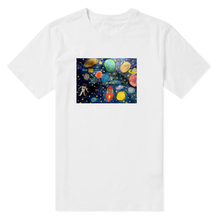 キッズ Tシャツ 宇宙 プリント 綿100 短袖・カテゴリ: Tシャツ・スタイル: カジュアル・主な素材: 綿100%・柄: 無地・フィット: スリム・タイプ: プルオーバー・ネックライン: フード・袖丈: 短袖・袖型: 通常・厚み: 薄手・カラー展開: ホワイト.ブラック・サイズ展開: S.M.L.XL.2XL.3XL・性別: 男性