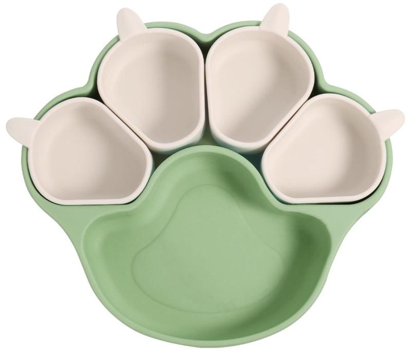 ベビー食器セット 5グリッド 吸盤付き ひっくり返らない 離乳食対応 食品級シリコン製 滑り止め&amp;分離式デザイン 出産祝い ギフト対応 猫の爪 かわいいカラフルデザイン