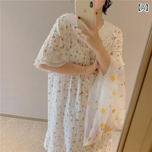 ワンピース レディース 花柄 部屋着 寝巻き パジャマ かわいい 総柄 リラックス カジュアル 定番 ベーシック シンプル スタンダード きれいめ ナチュラル 快適 普段使い