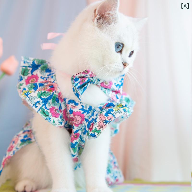 犬服 小型犬 中型犬 猫用 ペット服 ドッグウェア ワンピース ドレス 小花柄 チュール レース フリル 透..