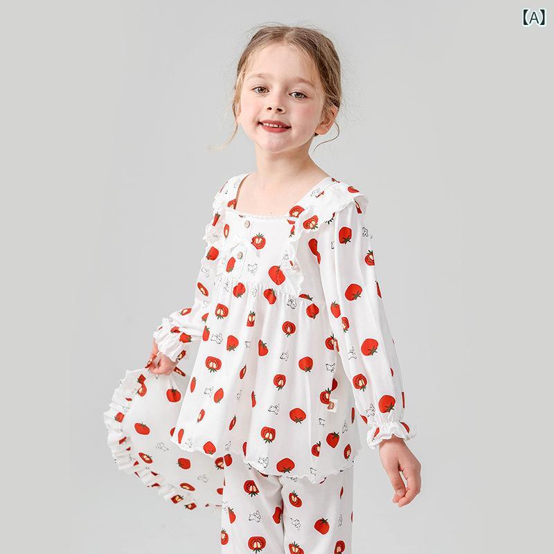 パジャマ 女の子 キッズルームウェア上下セット 長袖ロングパンツ子供服部屋着ナイトウェア ギフトボックス入りプレゼント用贈り物 ナチュラルリラックスウェア ベーシックスタンダードシンプル定番カジュアル