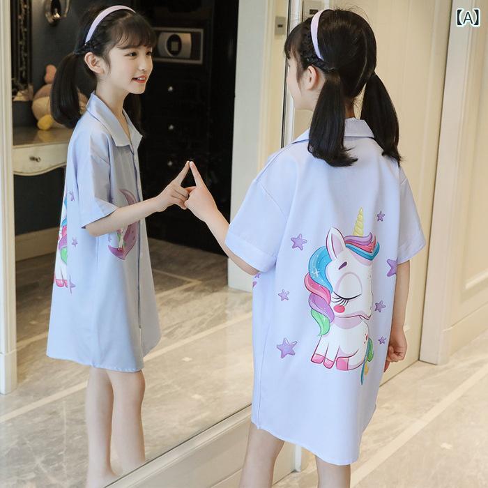 パジャマ 女の子 キッズ ルームウェア ワンピース 半袖 寝巻き子供服部屋着綿素材コットン薄手膝丈プリンセスかわいいシンプルベーシック定番スタンダードカジュアルナチュラル