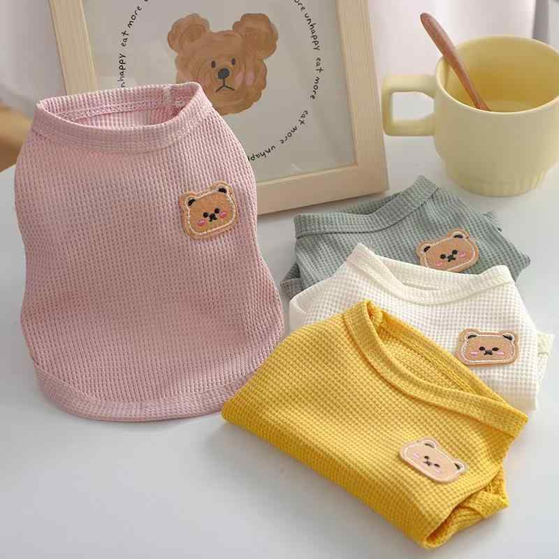 ペットウェア 抜け毛対策犬服猫服 ワッフル生地ベストノースリーブ 小型犬室内犬中型犬猫 キャットウェアドッグウェア 部屋着室内用ルームウェア薄手 お出かけ散歩シンプルベーシック 定番ナチュラルスタンダードカジュアル