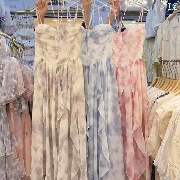 ワンピース レディース 夏 フリル ロング Aライン ノースリーブ リゾート 海 ビー...