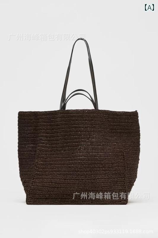 Handbag Type - トートバッグ レディース 編みバッグ かごバッグ 大容量 夏 海 ビーチバッグ リゾート 旅行 浴衣 肩掛け 手提げ 軽量 ストローバッグ カジュアル サマーバッグ 大きめ シンプル 鞄