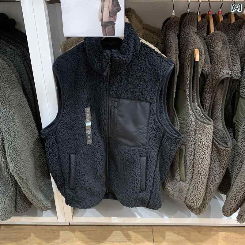 ベスト メンズ フリース 中綿ベスト 暖かい 防寒着 ノースリーブ ジャケット アウター 重ね着 ポケット付き 軽量 通勤 通学 カジュアル..