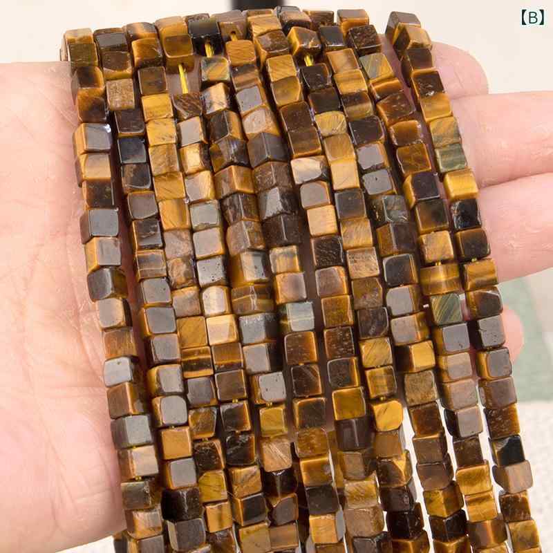 石ビーズ タイガーアイ 算盤型 6mm×10mm 虎眼石 パーツ アクセサリー材料 DIY用 副...