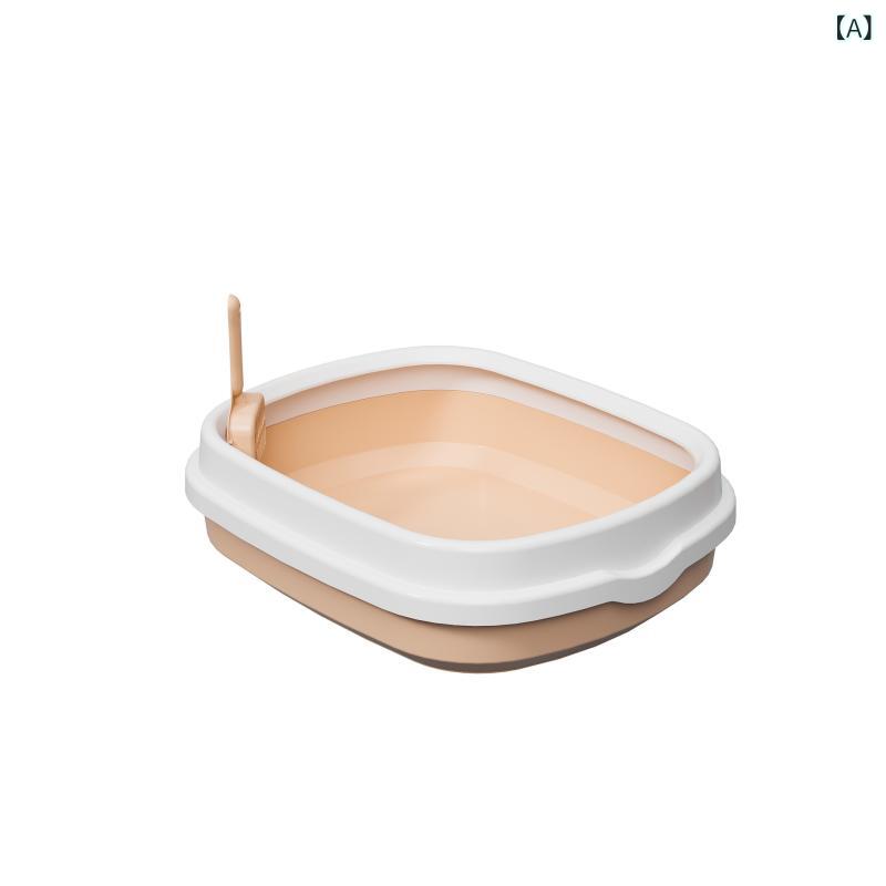 猫トイレ 猫用トイレ 本体 スコップ付き 大型 猫砂飛散防止 フタ付き プラスチック製 ペット用品 猫砂取りマット付き 洗いやすい 取り外し可能 掃除簡単 トイレタリー 猫砂用トイレボックス
