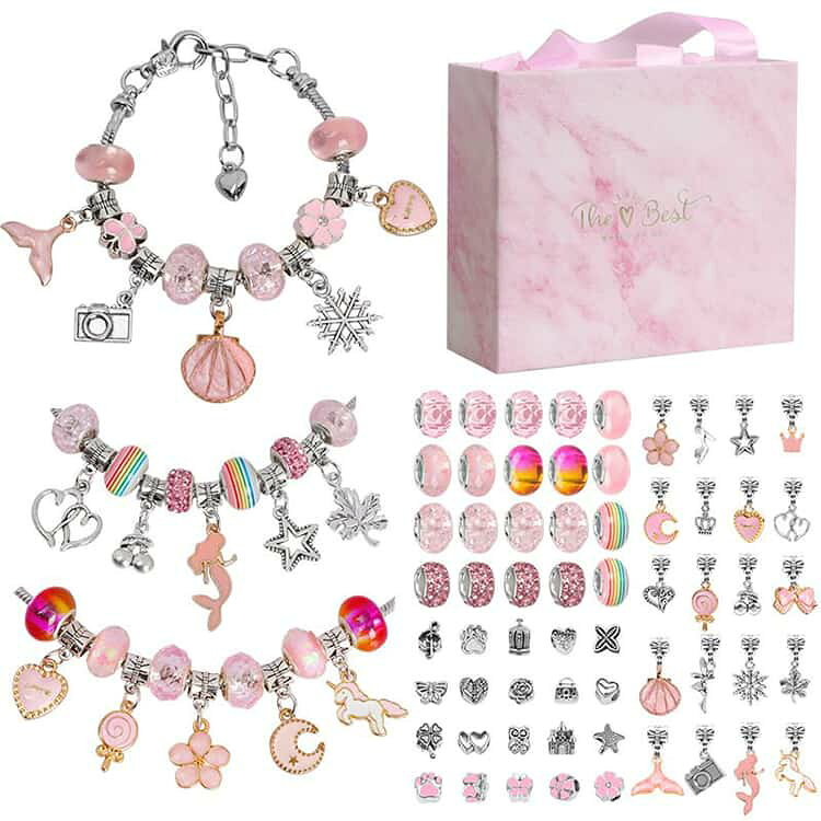 63点セット キッズ DIY ブレスレット ビーズ アクセサリー キット ビーズ パーツ ...