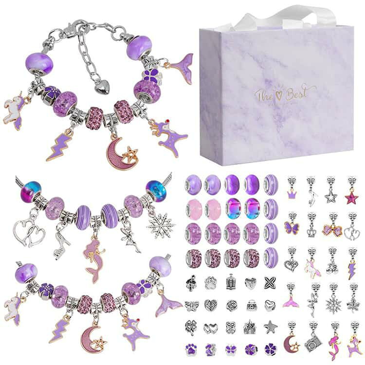 63点セット キッズ DIY ブレスレット ビーズ アクセサリー キット ビーズ パーツ ...