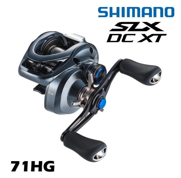 22 SLX DC XT 目を見張る飛びと対バックラッシュ性能。I-DC5ユニットを搭載したテクニカルバーサタイルモデル。 軽量ルアーからビッグベイトまでカバーするテクニカルバーサタイルモデルです。洗練されたロープロボディに、カルカッタコンクエストDCで評価の高いI-DC5ユニットをインストール。遠投性能、対バックラッシュ性能に優れ、風などの気象条件に強いDCの特性に一層の磨きが掛かりました。スプールは超極薄のマグナムライトスプールIIIを採用。低慣性に由来するクイックな回転の立ち上がりは、とりわけ軽量ルアーにおいて威力を発揮し、狭いオーバーハングの下へも低い弾道で意のままにルアーを撃ち込むことが可能です。駆動中枢にはマイクロモジュールギアを配置。滑らかかつパワフルな巻き上げと3つのギア比バリエーションにより、マキモノから撃ちモノまであらゆるルアーにマッチします。 ■HAGANE ■マイクロモジュールギア ■X シップ ■HAGANE ボディ ■マグナムライトスプール スリー ■I-DC5 ■S3Dスプール ■S A-RB ■スーパーフリースプール ■海水OK SHIMANO SLX DC XT 70/71HG ■ギア比　7.4 ■最大ドラグ力(kg)　5.5 ■自重(g)　195 ■スプール寸法(径mm/幅mm)　33/21 ■ナイロン糸巻量（lb-m)　12-100、14-90、16-80、20-65 ■最大巻上長(cm/ハンドル1回転)　77 ■ハンドル長(mm)　42 ■ベアリング数(BB/ローラー)　7/1 ご注意事項 掲載商品の一部は実店舗と在庫を共有しているものもございます。「在庫有り」の表示でも在庫更新のタイミングにより、ご注文後に欠品が発生する場合がございます。大変ご迷惑をおかけいたしますが、その際はご注文をキャンセルさせていただく事もございます。 予めご了承ください。