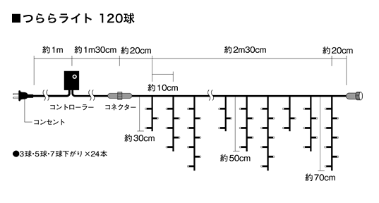 つららライト120球 白・青色/シルバーコード...の紹介画像2