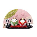 【ミニひな人形】錦彩わらべ桜雛(ちりめん屏風付)