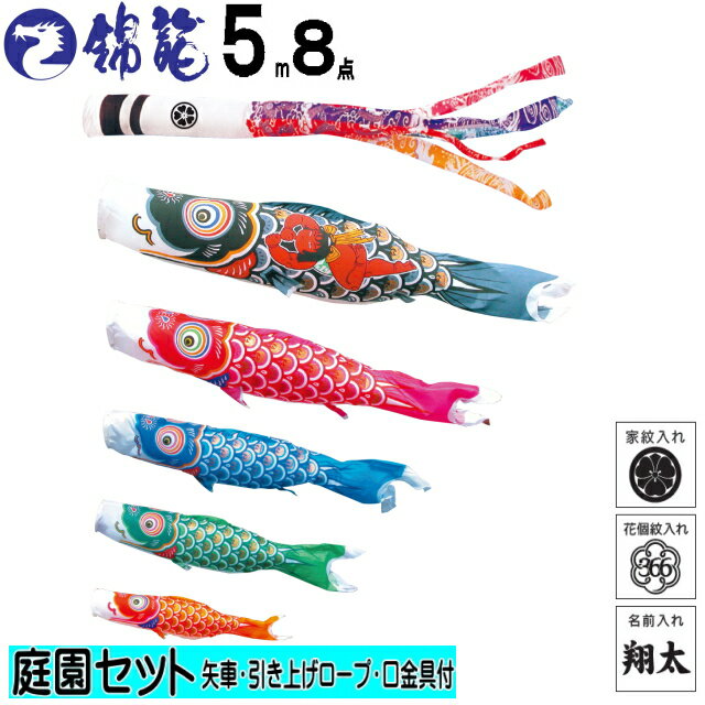 　【庭園用こいのぼり】 鯉のぼりの揚げ方 吹流し・鯉柄 8点セット内容（化粧箱入り）※ポールは別売りになりますのでご注意ください。 ★★ポールについて注意！！★★ 一番大きい鯉が5mなのでポールは長さ2倍以上の 10mもしくは10号以上のポ...