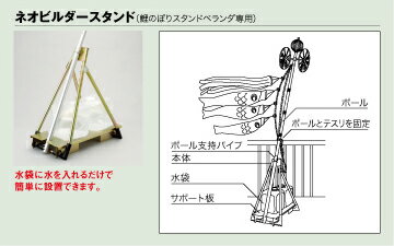 （ワンタッチタイプ）ネオビルダーベランダこいのぼりスタンド (接合部内口径26mm）（ 5L水袋2個付）長くなったので2…