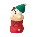 DECOLE靴下にゃんこ 赤ポリレジン製品小さな置物