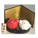 【開運干支置物】和紙貼りうり坊 紅白セットイノシシ(いのしし)年置物