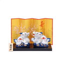 【開運干支置物】染錦招福辰(阿吽)タツ(たつ)年置物