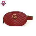 【中古】【美品】GUCCI グッチ GGマーモント キルティング ベルトバッグ レザー レッド 赤 476434 レディース ウエストバッグ ボディバッグ *k932*