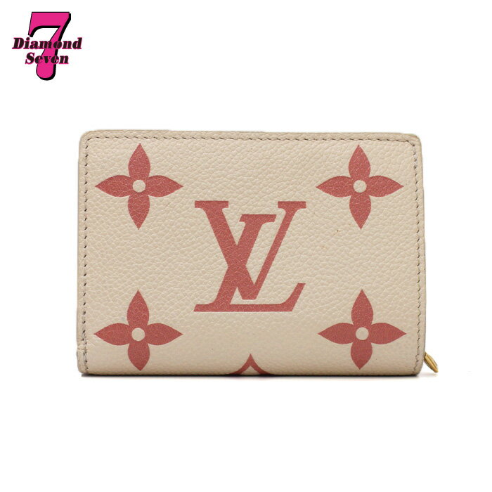 【中古】【美品】Louis Vuitton ポルトフォイユ・クレア モノグラム アンプラント クレーム ローズトリアノン M81927 レディース レザー *k932*