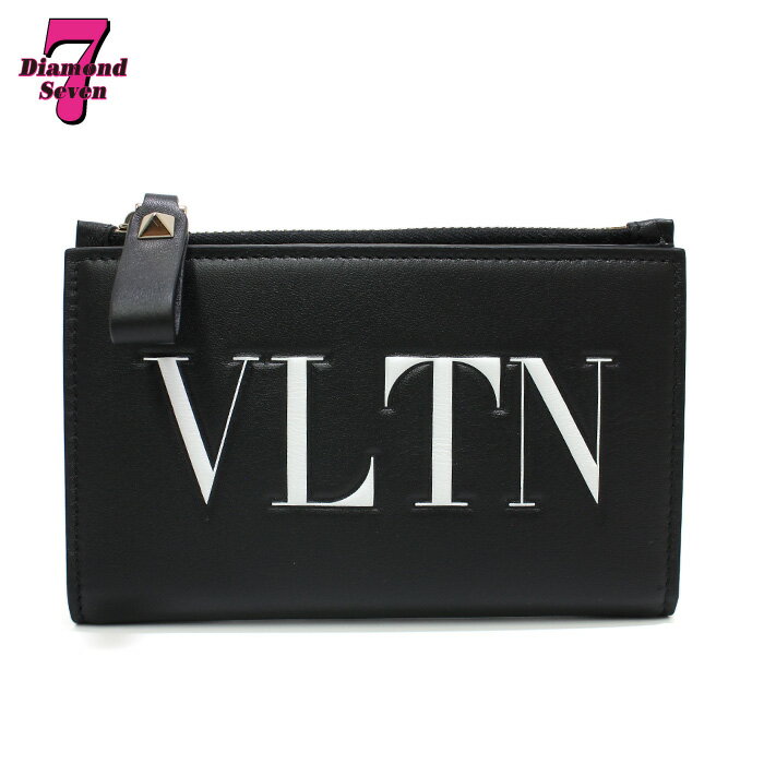 【中古】【未使用】VALENTINO ヴァレンティノ VLTN コインケース カードケース 二つ折り財布 ブラック レザー RW2P0605RCH ユニセックス *k932*