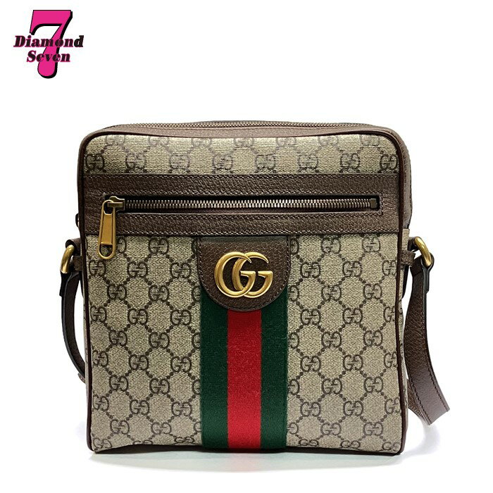 送料無料【中古】美品 GUCCI グッチ オフディア GG スモール メッセンジャー バッグ GGスプリーム ウェブ ダブルG ベージュ エボニー ゴールド クロスボディ バッグ ショルダーバッグ レディース プレゼント ブランド 547926 96IWT 8745