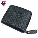 送料無料【中古】美品 GUCCI グッチ マイクログッチシマ コンパクト ウォレット ブラック 二つ折り 財布 ファスナー レザー GG レディース 女性 ユニセックス プレゼント 449395