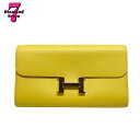 送料無料【中古】美品 HERMES エルメス コンスタンス ロング トゥーゴー エバーカラー サン イエロー シルバー金具 レザー 長財布 ショルダー ウォレッ...