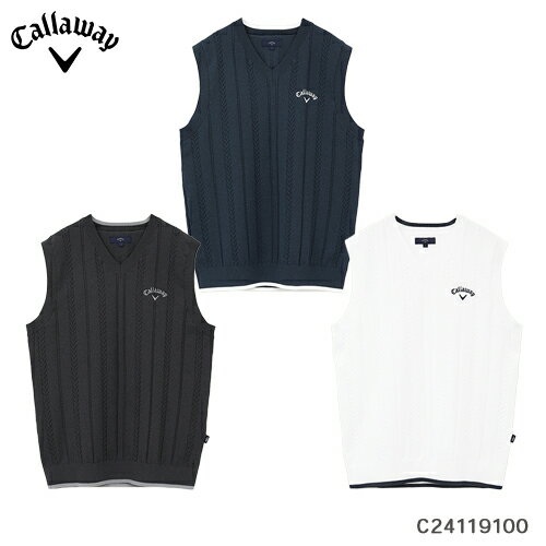 Callaway 【キャロウェイ アパレル】 c24119100 メランジケーブル編み Vネック ニットベスト (MENS) メンズ 【2024年モデル】 ゴルフ ウェア おしゃれ キャロウェイ 男性