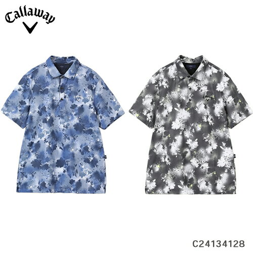 Callaway 【キャロウェイ アパレル】 c24134128 裏クール スプレーフラワープリント 半袖シャツ (MENS) メンズ 男性 【2024年モデル】 ゴルフ ウェア おしゃれ
