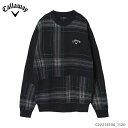 【セール】 Callaway 【キャロウェイ アパレル】 C22218106_1120 クレイジー チェック ジャカード クルーネック ニット (MENS) ネイビー メンズ 【2022年モデル】 ゴルフ ウェア おしゃれ セーター SALE 特価 その1