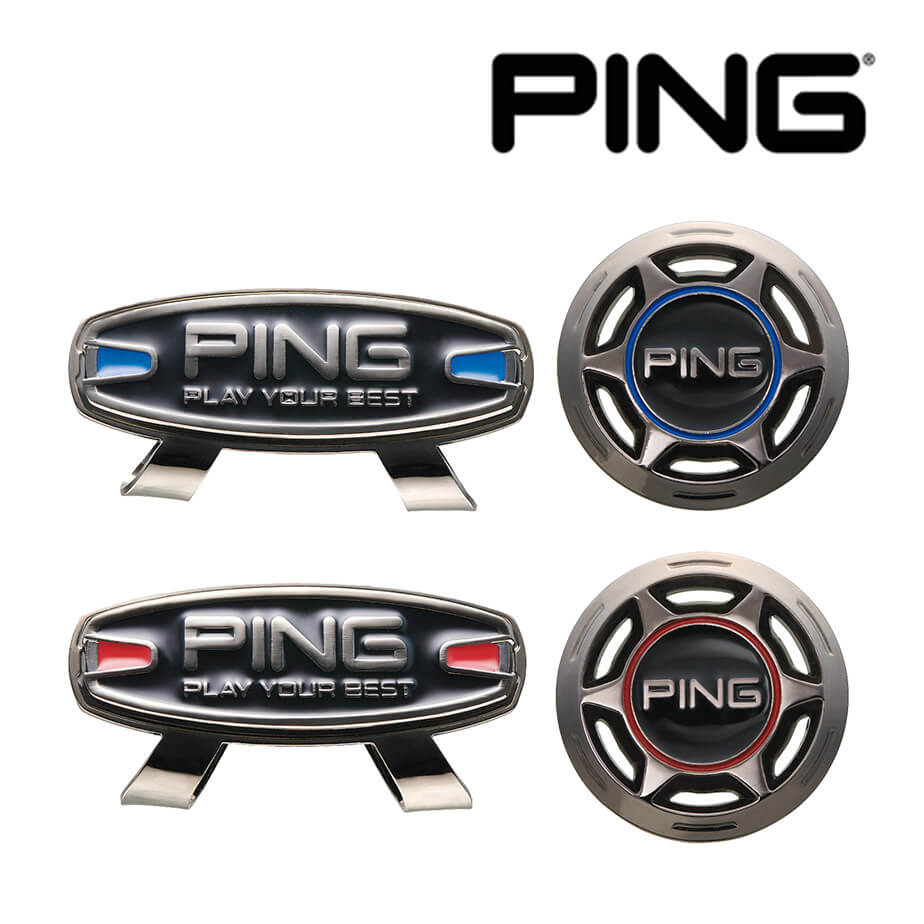 ピン 【PING】 クリップマーカー CLIP MARKER ブルー レッド AC-U2203 【 ネコポス便 】 青 赤 36487-01 36487-03 クリップ マーカー コンペ 景品 商品 ロゴ入り ゴルフ
