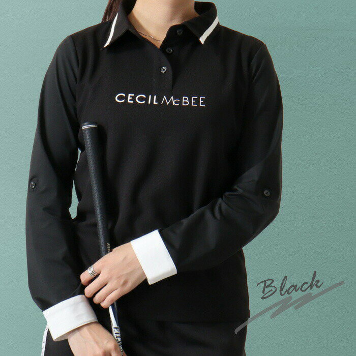 【営業日即日発送】 セシルマクビー グリーン ゴルフウェア ロールアップスリーブ POLO ポロシャツ トップス 長袖 7分袖 レディース CECIL McBEE green おしゃれ かわいい 春 秋 冬