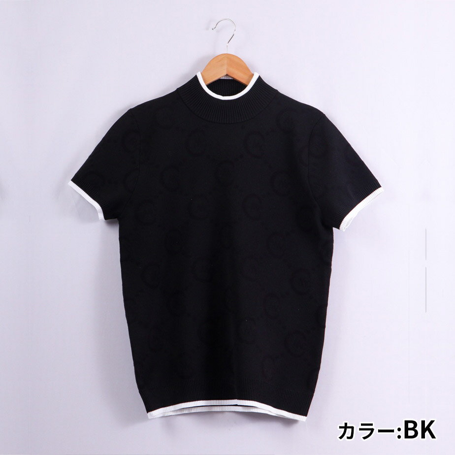 【最短営業日発送】 セシルマクビー グリーン エンボス モックネック ニット CGS2328KN トップス 半袖 春秋 レディース ゴルフウェア 女性用 かわいい CECIL McBEE green 12時迄のご注文で 即日 当日 発送 あす楽