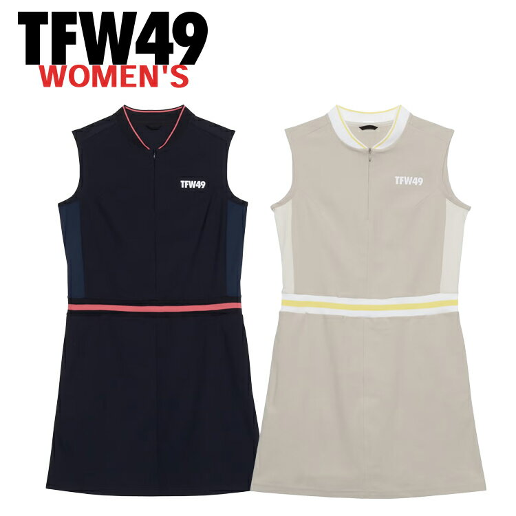 TFW49 SLEEVELESS ONPIECE WOMEN'S COLLECTION マイクロファイバー特有の柔らかさと快適な肌触り 高密度な編み構造による優れたストレッチ性 レギュラーフィットで程よく身体に沿うシルエット ウエストリブ仕様でフィット感を向上しシルエットのアクセントに ノースリーブ仕様で動きやすく、涼しげでアクティブな印象 衿とウエストのライン使いがスポーティーなデザインアクセント 軽やかな着心地と高い機能性を備えた"SLEEVELESS ONPIECE" スポーティーで洗練された、レディースゴルフ用ノースリーブワンピース。 Meryl Faiber社のメリル・マイクロファイバー糸を使用したハイテンション素材を採用。マイクロファイバーならではの柔らかさと、高密度に編み上げられた構造により、なめらかな肌触りと優れたストレッチ性を実現しています。 シルエットはレギュラーフィットで、身体に程よくフィットしながらも動きやすい設計。ウエストのリブ仕様がフィット感を高めるとともに、シルエットのアクセント。ノースリーブデザインにより可動域を確保し、涼しげでアクティブな印象を演出します。 さらに衿とウエストのライン使いが全体を引き締め、スポーティーな表情をプラス。TFW49らしい機能美と上質なスポーティースタイルを体現したアイテムです。 商品サイズ 素材 表地　　　　ナイロン　85% 　　　　　　ポリウレタン　15% 別布　　　　ポリエステル　90% 　　　　　　ポリウレタン　10% リブ部分　　ポリエステル　100%