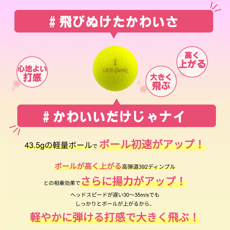 キャスコ KIRA Candy ゴルフボール 1パック(4球) キラキャンディ レディース 2025...