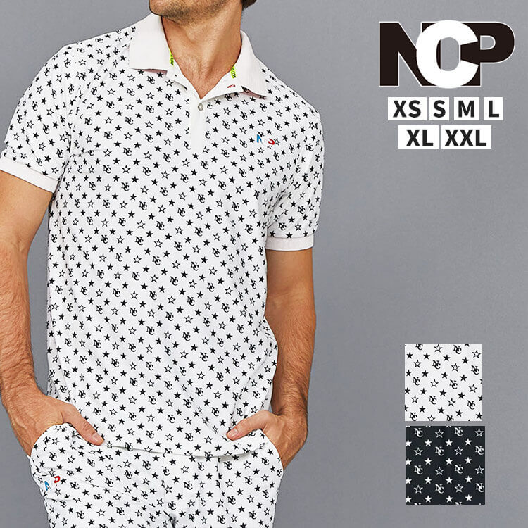 NO COMMENT PARIS (ノーコメントパリ) NC スポーツ ポロ 総柄 半袖シャツ NCP NC SPORTS POLO SHIRT アウトドア 半袖 ポロシャツ ゴルフ おしゃれ メンズ 男性 NCP-PM0009