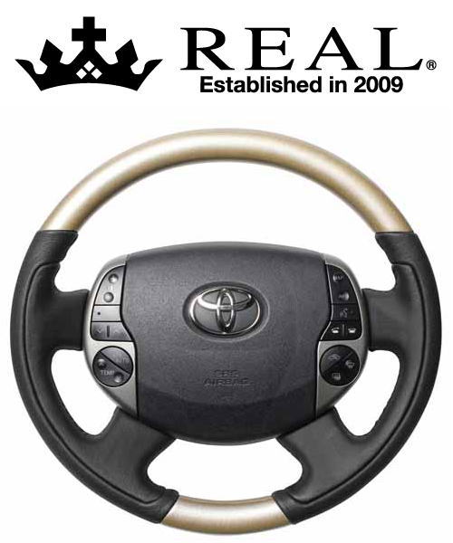 REAL STEERING オリジナルシリーズ トヨタ プリウス NHW20用 カラー：シャンパンウッド (20-1-SW)【ハンドル】【自動車パーツ】レアル ステアリング