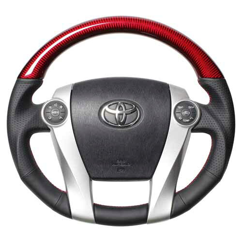 REAL STEERING プレミアムシリーズ トヨタ アクア NHP10用 カラー：レッドカーボン (30-BS-RDC-RD)【ハンドル】【自動車パーツ】レアル ステアリング 2