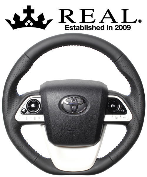 REAL STEERING オリジナルシリーズ トヨタ MIRAI(ミライ) JPD10用 カラー：オールレザー(ブルーステッチ) (50-LPB-BL)【ハンドル】【自動車パーツ】レアル ステアリング