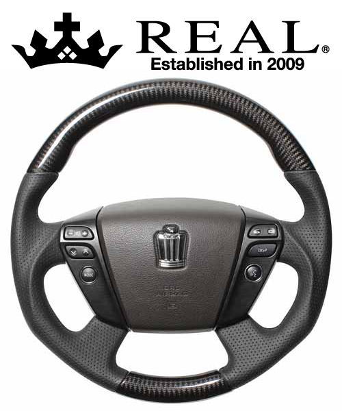 乐天商城 - REAL STEERING オリジナルシリーズ トヨタ ヴェルファイア ハイブリッド ATH20W用 カラー：ブラックカーボン(ブラックユーロステッチ) (H20-BKC-BK)【ハンドル】【自動車パーツ】レアル ステアリング