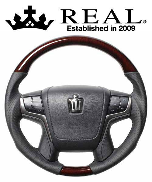 REAL STEERING プレミアムシリーズ ラウンドシェイプ トヨタ アルファード 30系用 カラー：30ブラウン..
